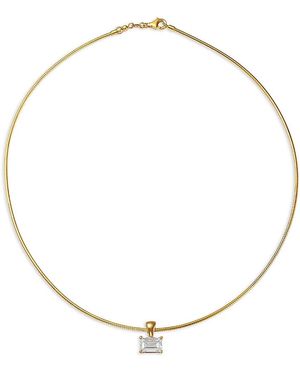 Bloomingdale's Fine Collection Certified Lab Grown Diamond Emerald Cut Omega Chain Pendant Necklace - Metallic