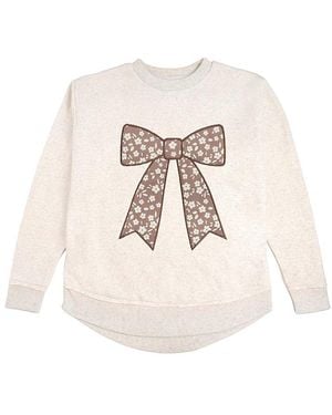 Sweet Wink Mocha Floral Bow Patch Sweatshirt - White