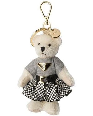 Prada Teddy Bag Charm With Metal Ring - Metallic