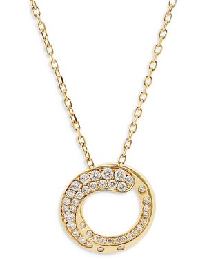 Crivelli 18K Like Diamond Pave Circle Pendant Necklace, 14-16 - Metallic