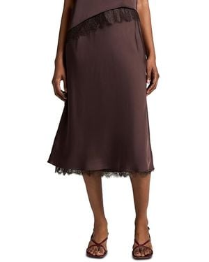 Vince Lace Trim Satin Slip Skirt - Brown