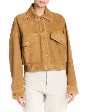 Versace Suede Cropped Jacket - Natural