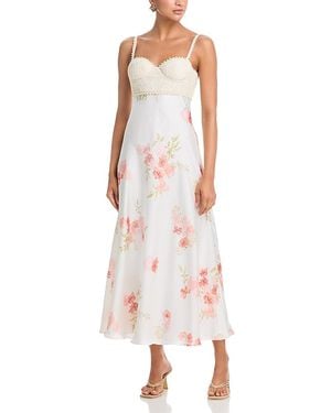 Aqua Sleeveless Floral And Lace Midi Dress - Pink