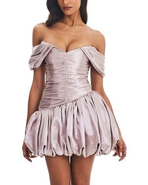 Miss Circle Milena Ruched Asymmetrical Bubble Mini Dress - Purple