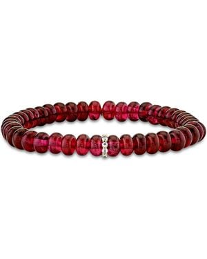 Sydney Evan 14K Diamond & Rhodolite Cocktail Eternity Beaded Bracelet - Red