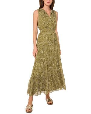 1.STATE Printed Sleeveless Tiered Maxi Dress - Green