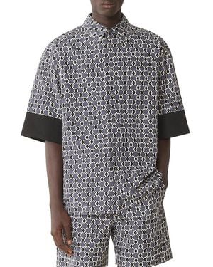 Lanvin Loose-Fit Printed Cotton Shirt - Gray
