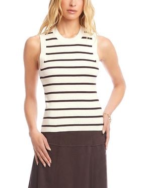 Karen Kane Ribbed Striped Sleeveless Sweater - Natural
