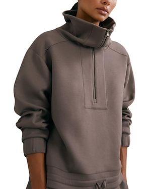 Reiss Laney Half Zip Sweatshirt - Brown