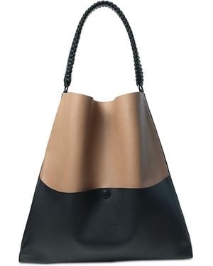 Callista Duo Slim Leather Tote - Black