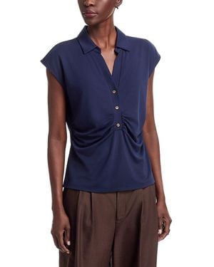 Sioni Short Sleeve Half Placket Pullover Top - Blue