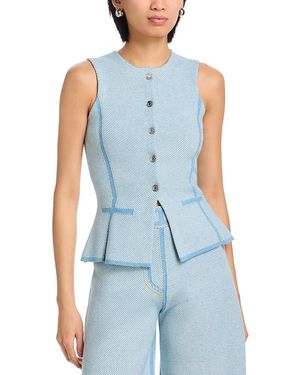 3.1 Phillip Lim Denim Effect Crewneck Button Front Vest - Blue