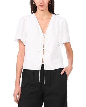 1.STATE Short Sleeve Tie Front Top - White