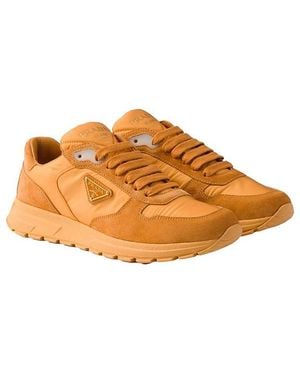 Prada Prax 2.0 Re-Nylon And Suede Sneakers - Orange