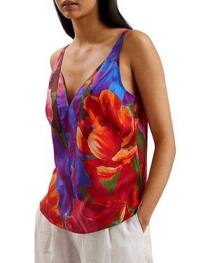 Ted Baker Atheri Printed V Neck Cami Top - Red