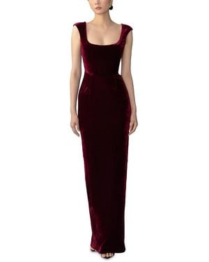 SAU LEE Brooke Velvet Gown - Red