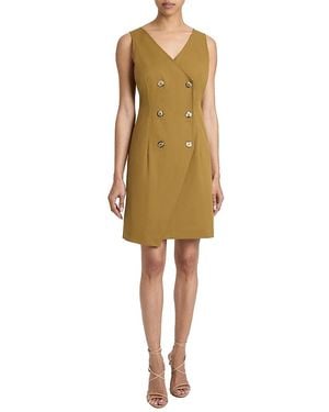 Santorelli Dee Sleeveless Double Breasted A-Line Dress With Asymmetric Skirt Panel - Yellow