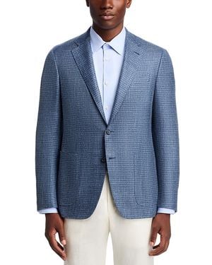 Canali Kei Wool, Silk & Linen Houndstooth Sportcoat - Blue
