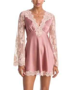 LoveShackFancy Dawselle Lace Trim Mini Dress - Pink