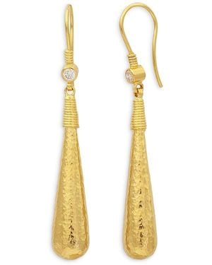 Gurhan 18 & 24K Spell Diamond Hammered Drop Earrings - Metallic