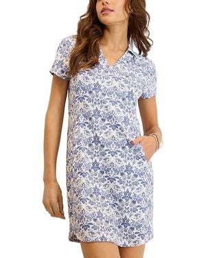 Tommy Bahama Aubrey Tropical Reflections Short Sleeve Shift Dress - Blue
