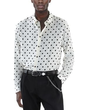 The Kooples Printed Long Sleeve Button Front Shirt - White