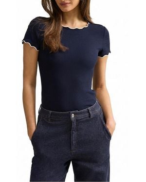 EVER NEW Rebecca Scallop Trim T-Shirt - Blue