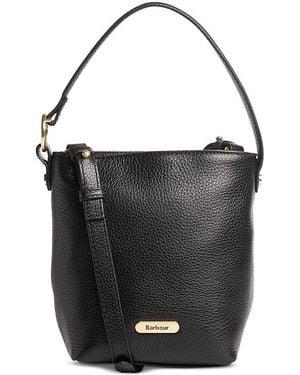 Barbour Cedar Mini Leather Bucket Bag - Black