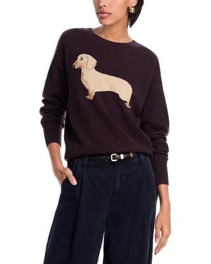 Aqua Dachshund Dog Intarsia Cashmere Sweater - Blue