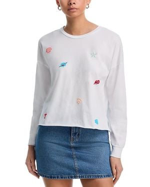 Aqua Emma Seashell Long Sleeve Tee - White