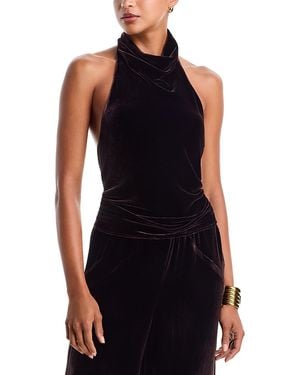 Paris Georgia Basics Silk Velvet Halter Top - Black