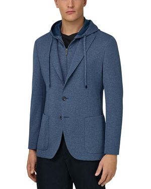 BOGGI Regular Fit Jacket & Removable Drawstring Hoodie - Blue