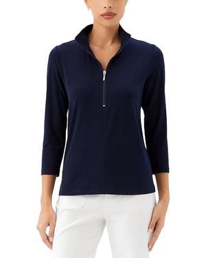 Karen Kane Quarter Zip Mock Neck Top - Blue