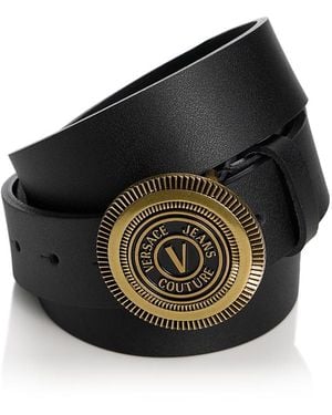 Versace Jeans Couture Logo Leather Belt - Black