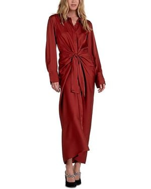 Elan Long Sleeve Wrap Maxi Dress - Red