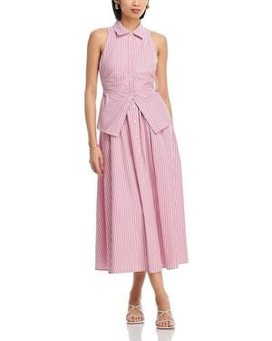 Tanya Taylor Hannah Striped Tie Back Dress - Pink