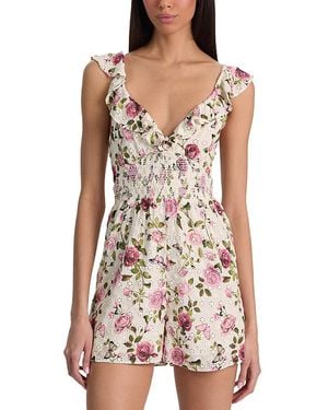 Alice + Olivia Gemma Embroidered Eyelet Romper - Multicolor