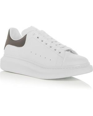 McQueen Alexander Oversized Leather Heel Detail Trainers - White