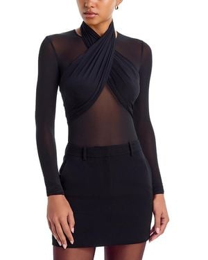 Wardrobe NYC Closet. Nyc Crossover Bodice Mesh Bodysuit - Blue