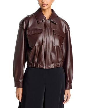 Tahari Ruby Faux Leather Jacket - Brown