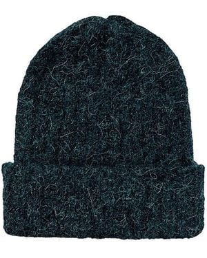 HYER GOODS Upcycled Alpaca Wool Chunky Rib Beanie - Blue