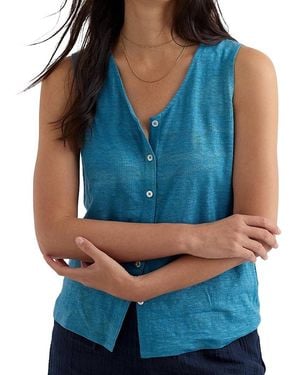 Seasalt Cornwall Carn Glaze Linen Button-Through Vest - Blue