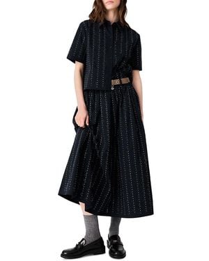 Maje Jarius Rhinestone Trim Midi Skirt - Black