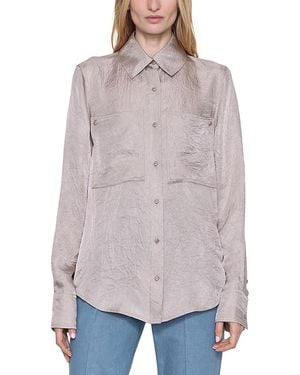 OSSOU Spade Flannel Patch Pocket Top - Gray