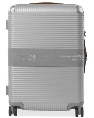 Fpm Milano Bank Zip Deluxe Checked Suitcase - Gray