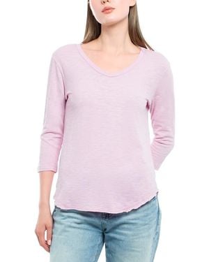 Wilt Clothing 3/4 Sleeve Raw Hem Shirttail Tee - Purple