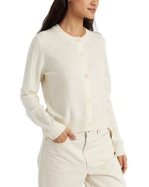 Chinti & Parker Wool Cashmere Blend Crew Neck Cropped Cardigan - Natural
