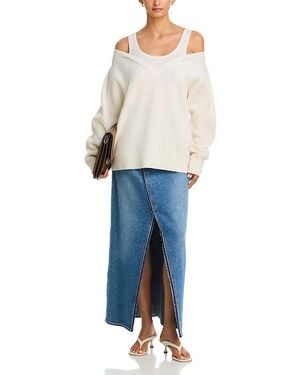 Helmut Lang Double Layer V Neck Woolen Sweater - Blue