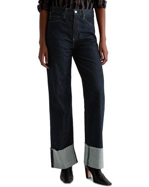 AG Jeans Kora High Rise Cuffed Wide Leg Jeans - Black