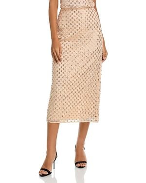 MILLY Rosemary Sequin Embroidered Netting Skirt - Natural